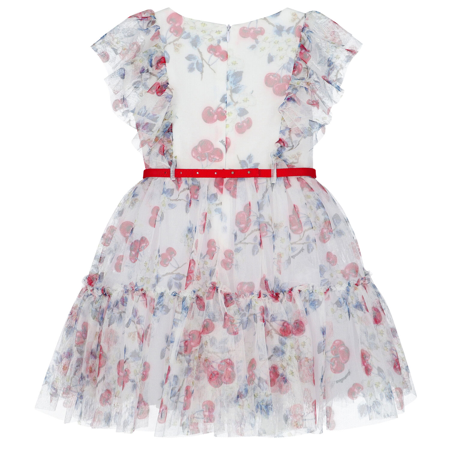 Girls Ivory Cherry Tulle Dress, 1, hi-res image number null