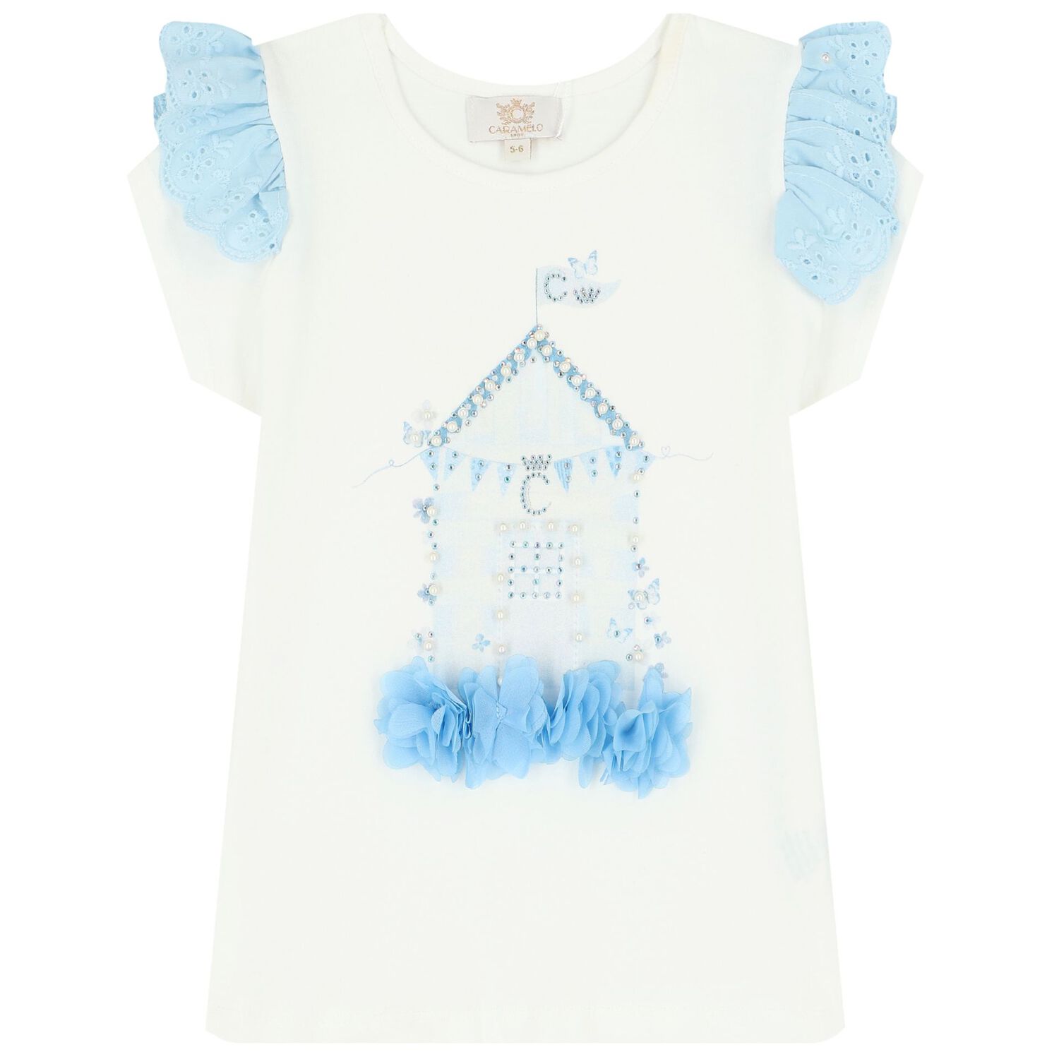 Girls Blue & White Broderie Anglaise Skirt Set, 2, hi-res image number null