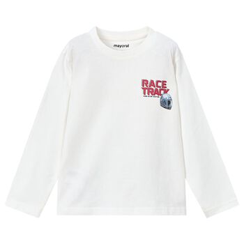Boys White Helmet Long Sleeve Top