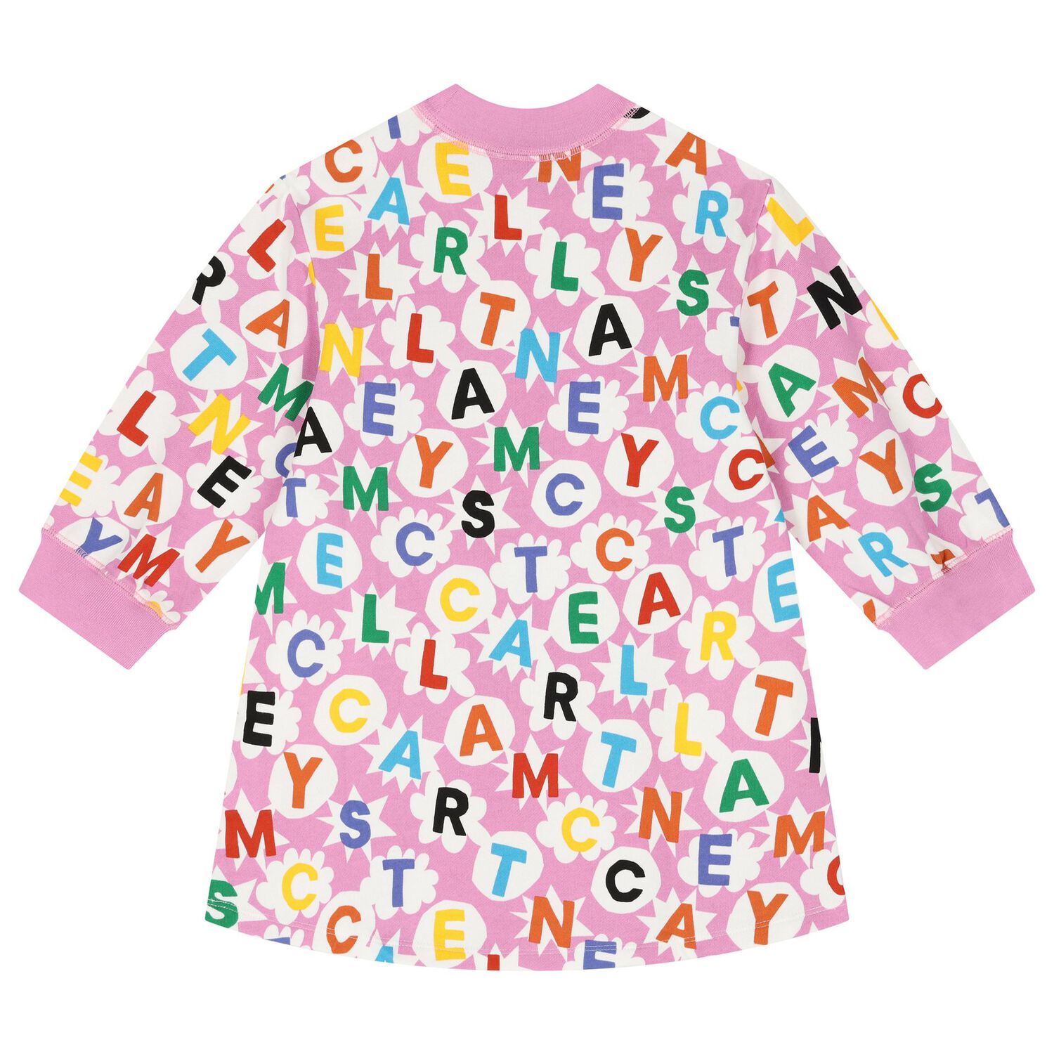 فستان بنات بالشعار  باللون الوردي , 1, hi-res