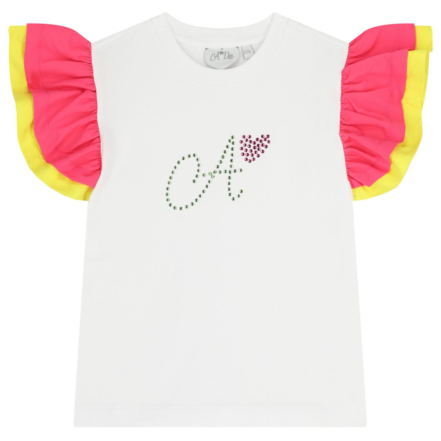 طقم تنورة بناتي باللونين الاخضر و الوردي متعدد الطبقات, 1, hi-res