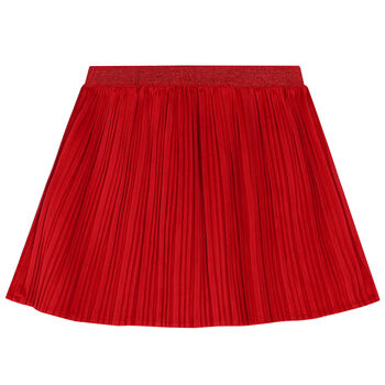 Girls Red Pleated Skirt
