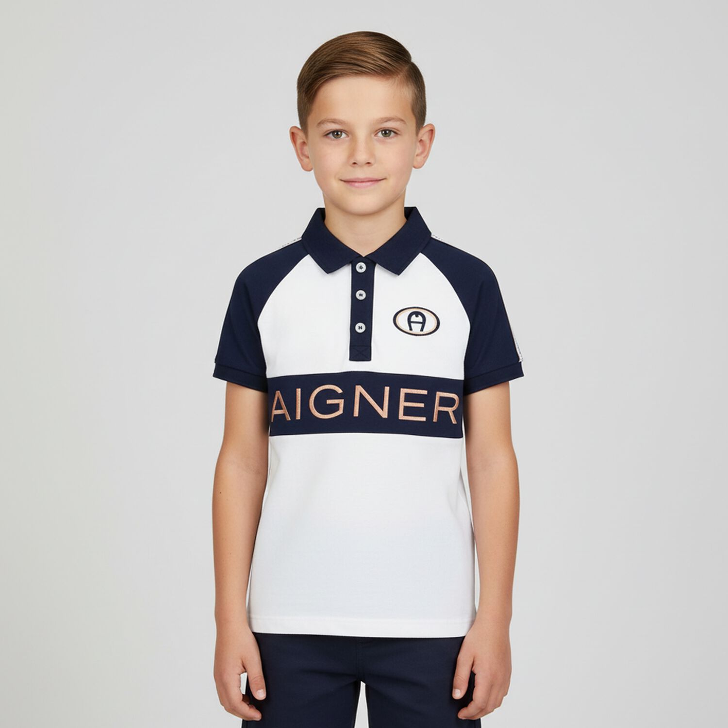 Boys White Logo Polo Shirt, 1, hi-res