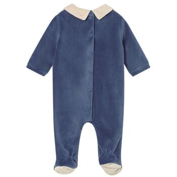 Baby Boys Beige & Blue Babygrow