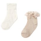 Younger Girls Ivory & Beige Socks ( 2-Pack ), 3, hi-res