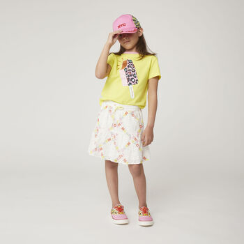 Girls White Logo Broderie Anglaise Skirt