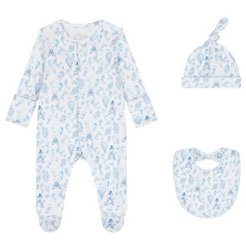 My Little Pie Baby Boys White & Blue Toile Babygrow Set, 1 Baby Boys White & Blue Toile Babygrow Set