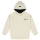 Ivory Logo Hooded Zip Up Top, 1, hi-res