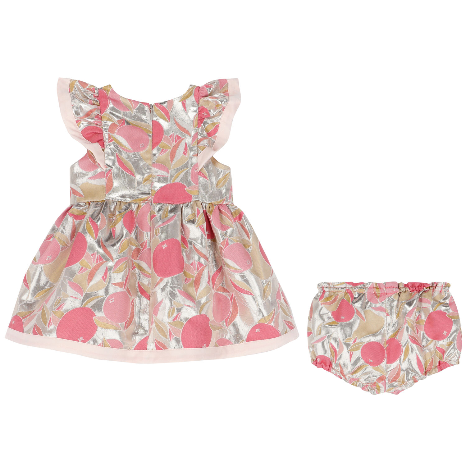 طقم فستان جاكار باللون الوردى والفضى, 1, hi-res