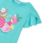 فستان بنات بطبعة باللون الأزرق الأكوا, 2, hi-res