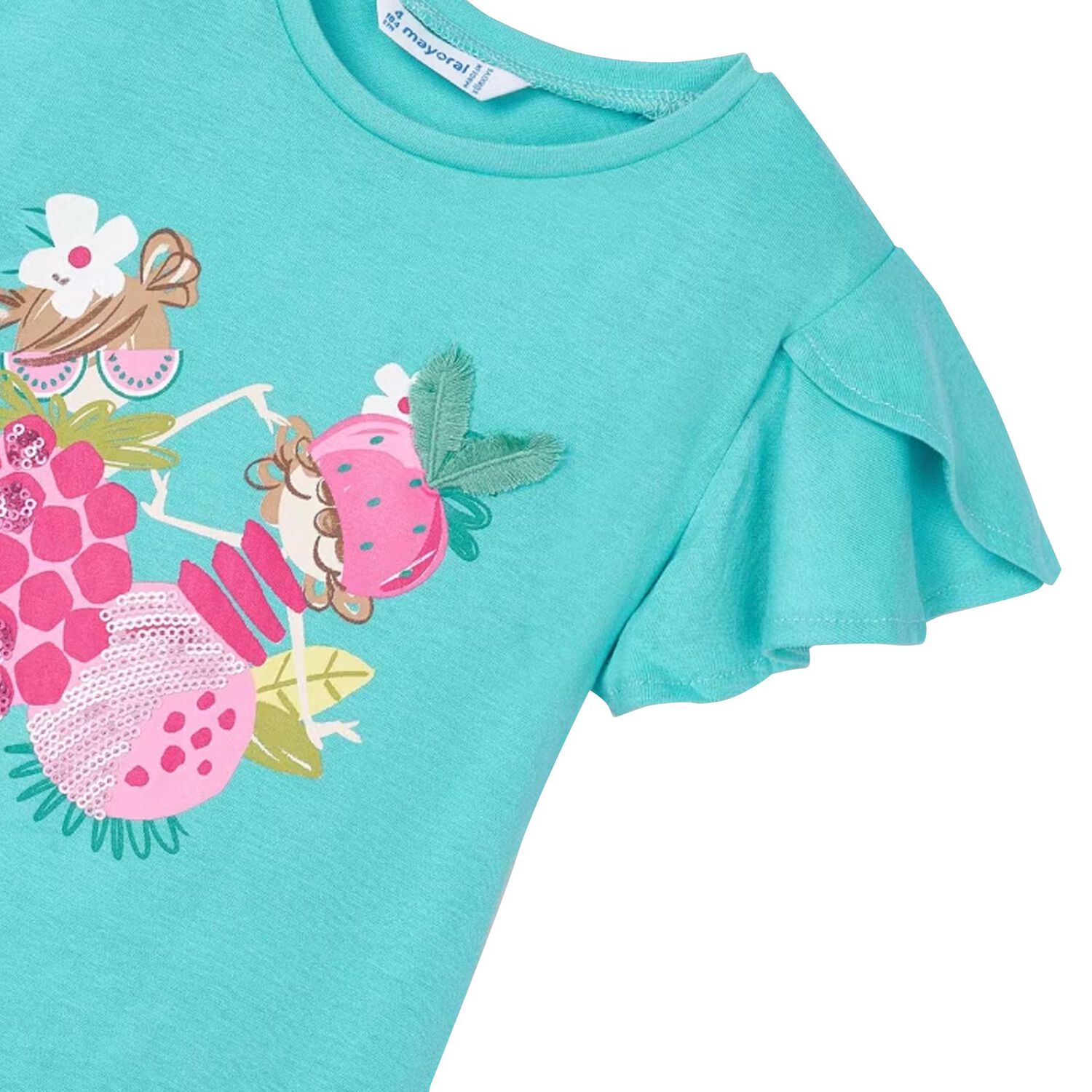 فستان بنات بطبعة باللون الأزرق الأكوا, 2, hi-res