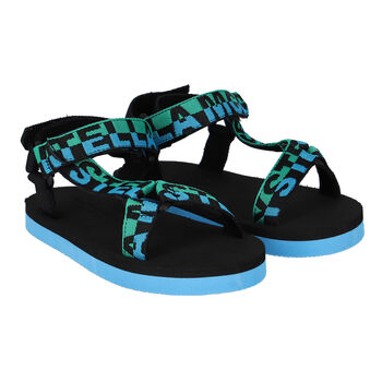 Boys Black & Blue Logo Sandals