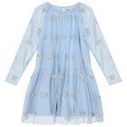 Girls Blue Hearts Tulle Dress, 1, hi-res