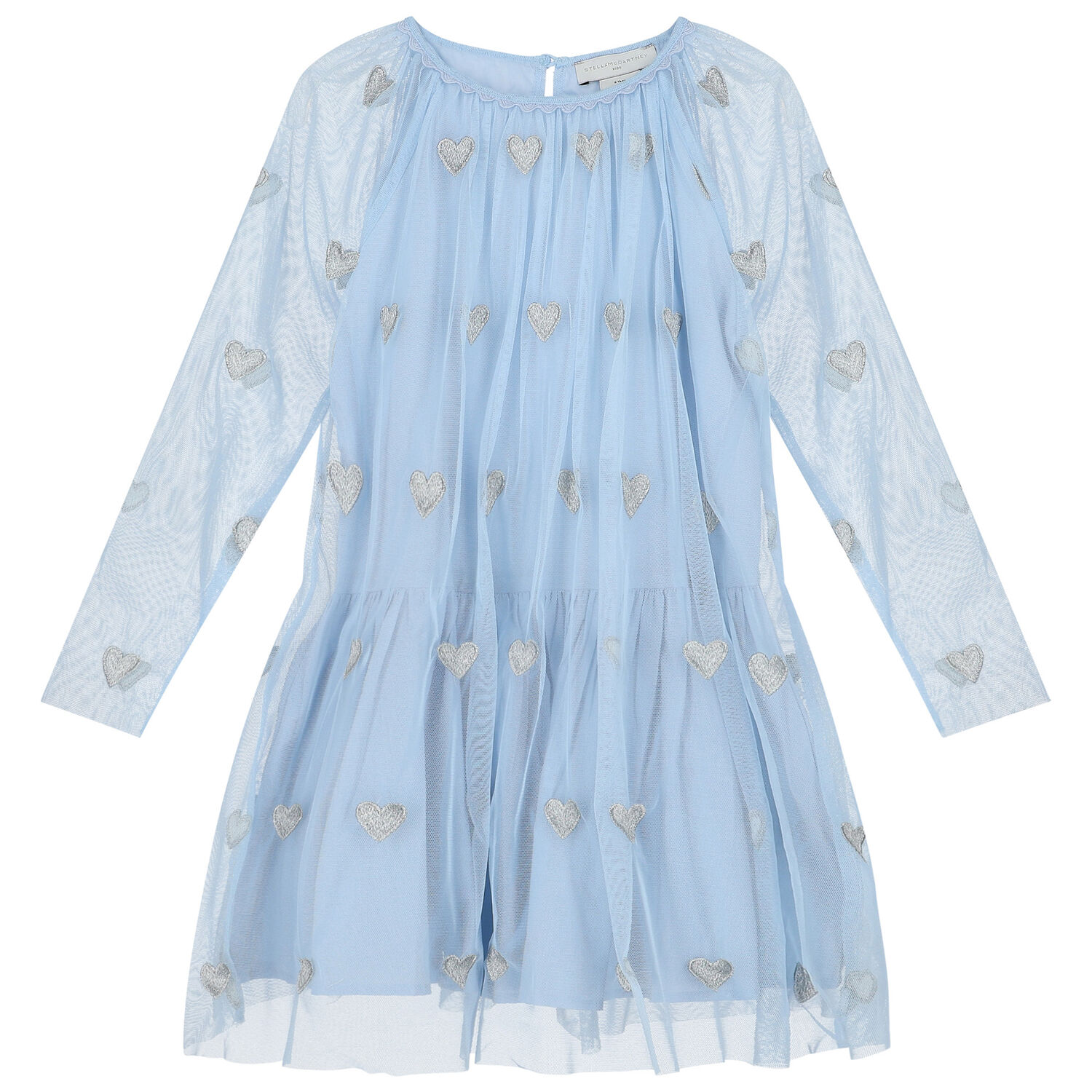 Girls Blue Hearts Tulle Dress, 1, hi-res image number null