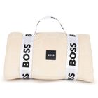 Beige & White Logo Baby Blanket, 1, hi-res