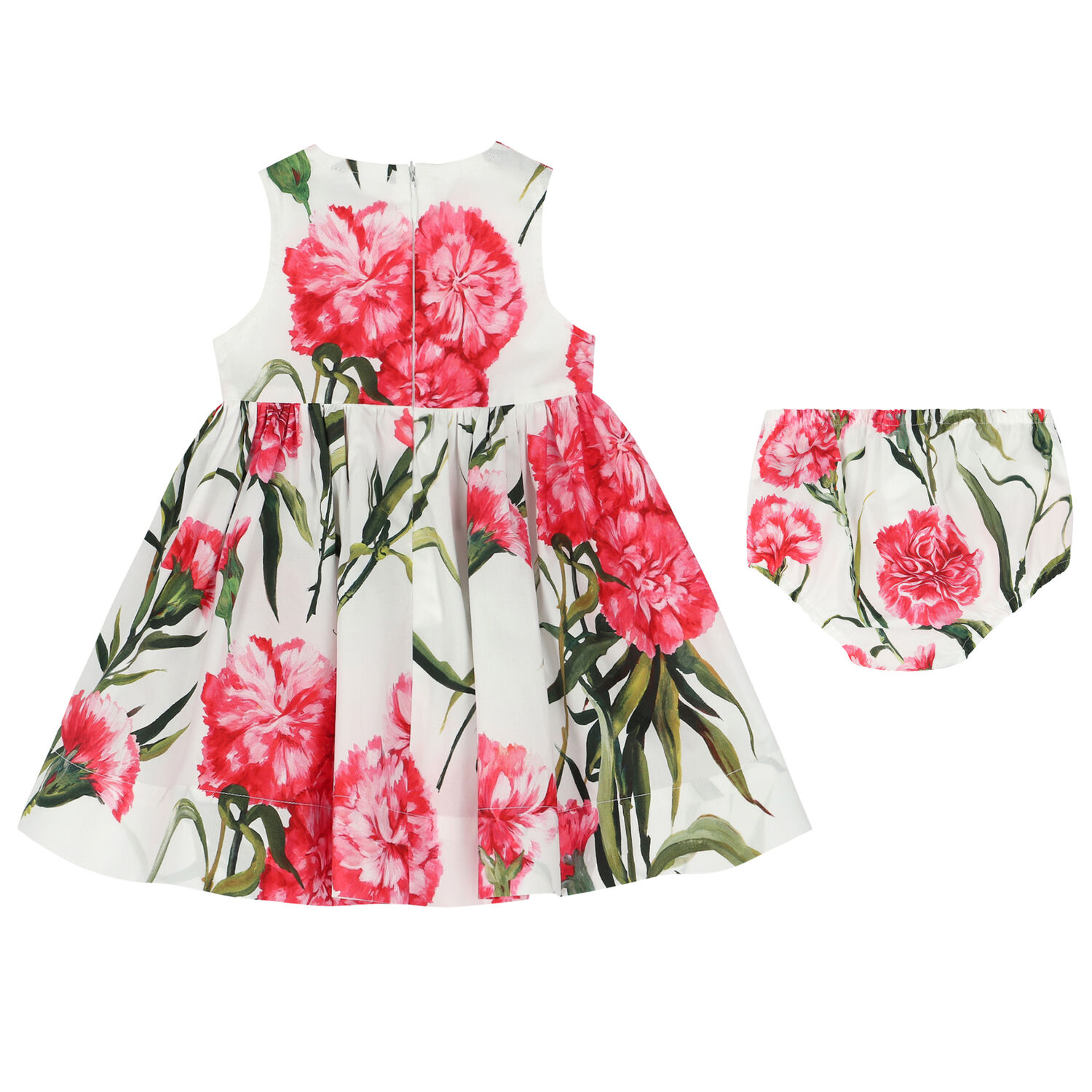 Younger Girls Ivory & Red Floral Dress Set, 1, hi-res