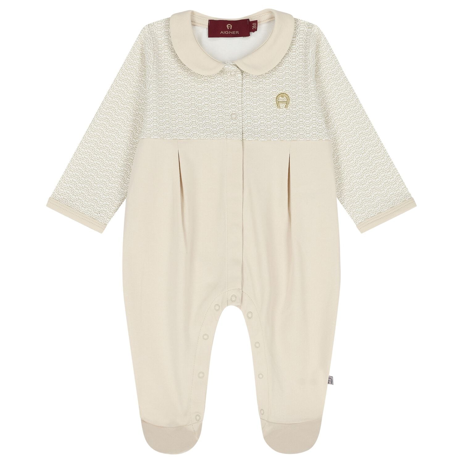 Ivory & Beige Logo Babygrow, 1, hi-res