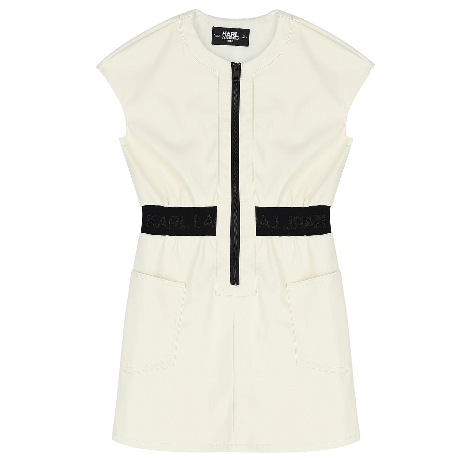 فستان بنات بالشعار باللون العاجي, 1, hi-res