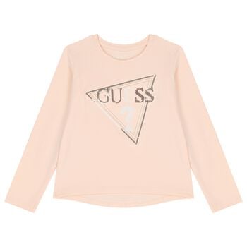 Girls Pink Logo Long Sleeve Top