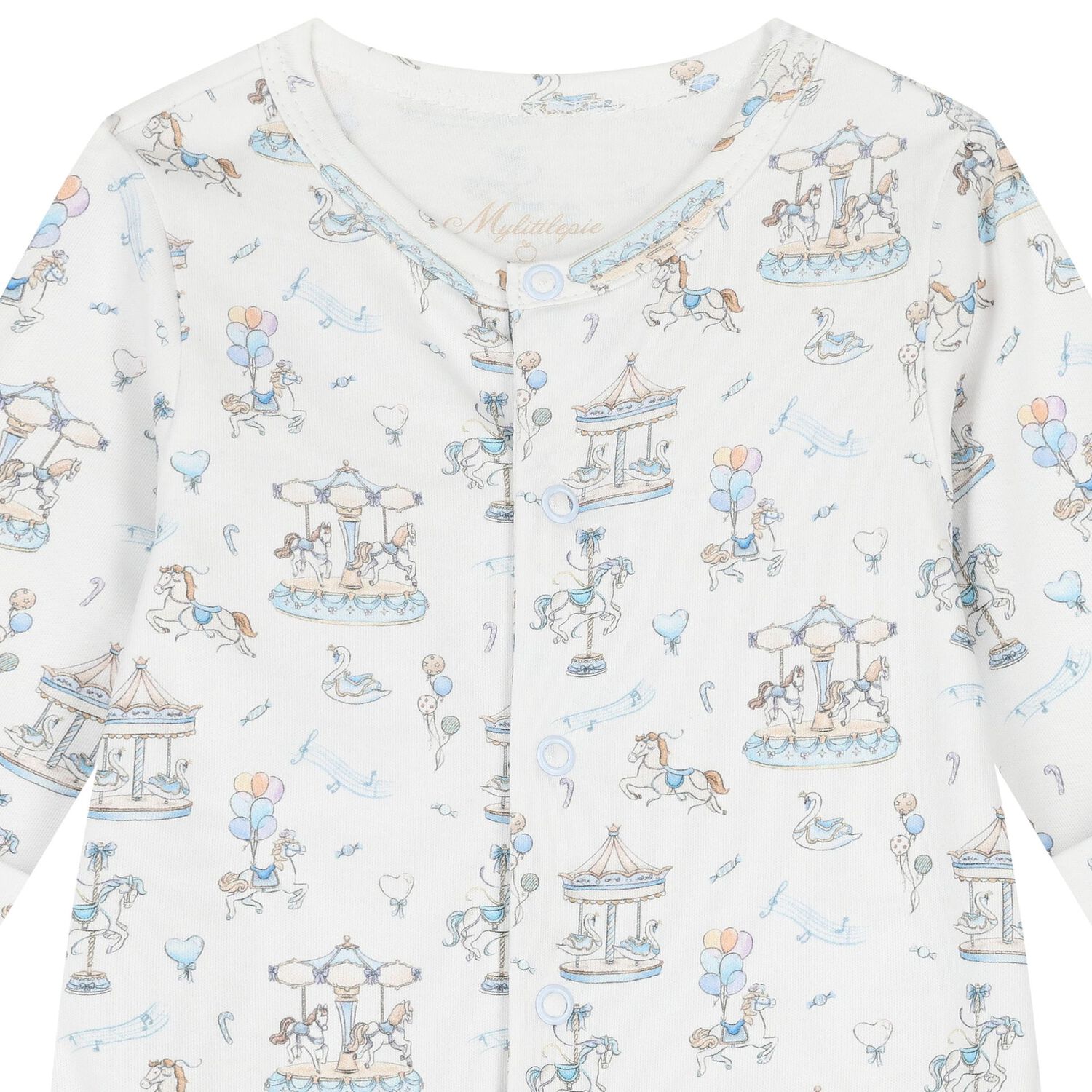 Baby Boys Blue & White Carousel Babygrow Gift Set (3 Piece), 1, hi-res image number null