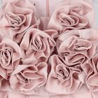 فستان وردي مزخرف بالزهور للفتيات من الساتان, 1, hi-res