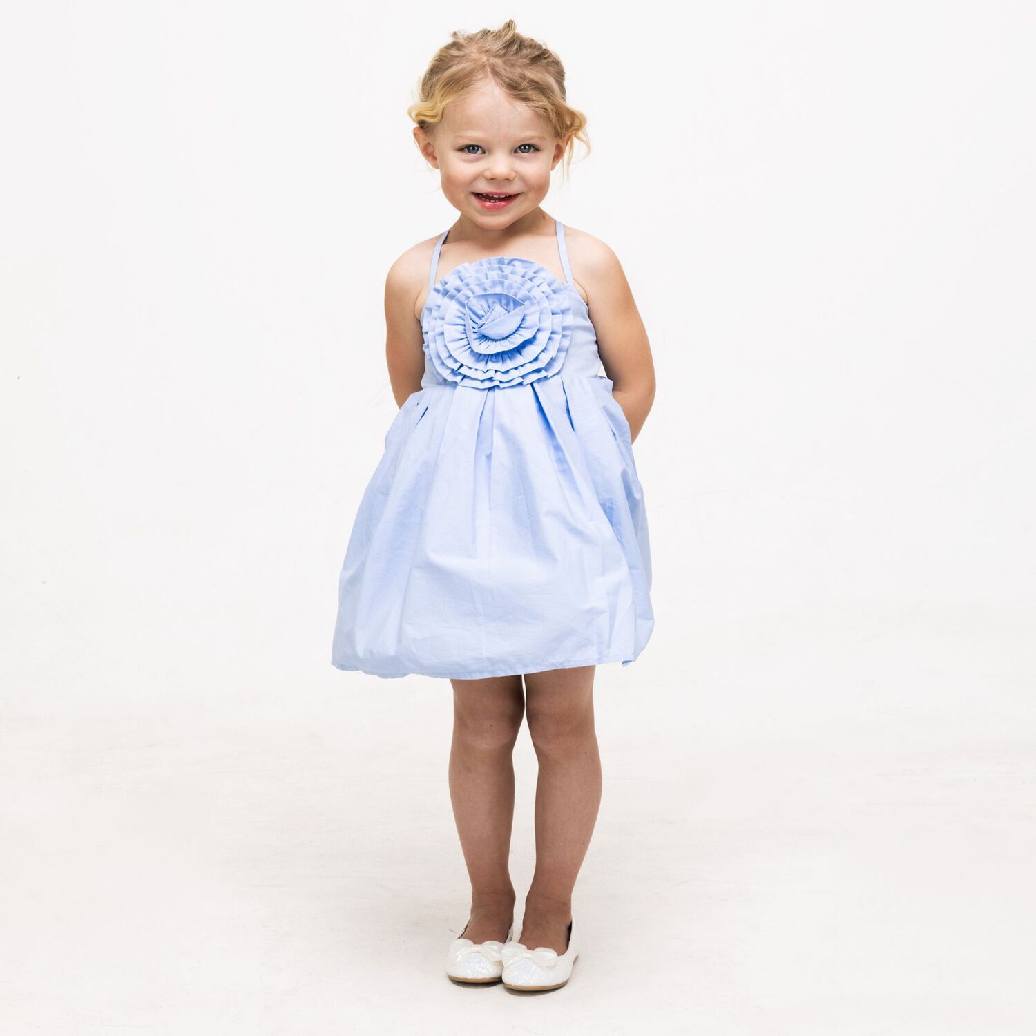 Girls Blue Flower Dress, 1, hi-res image number null