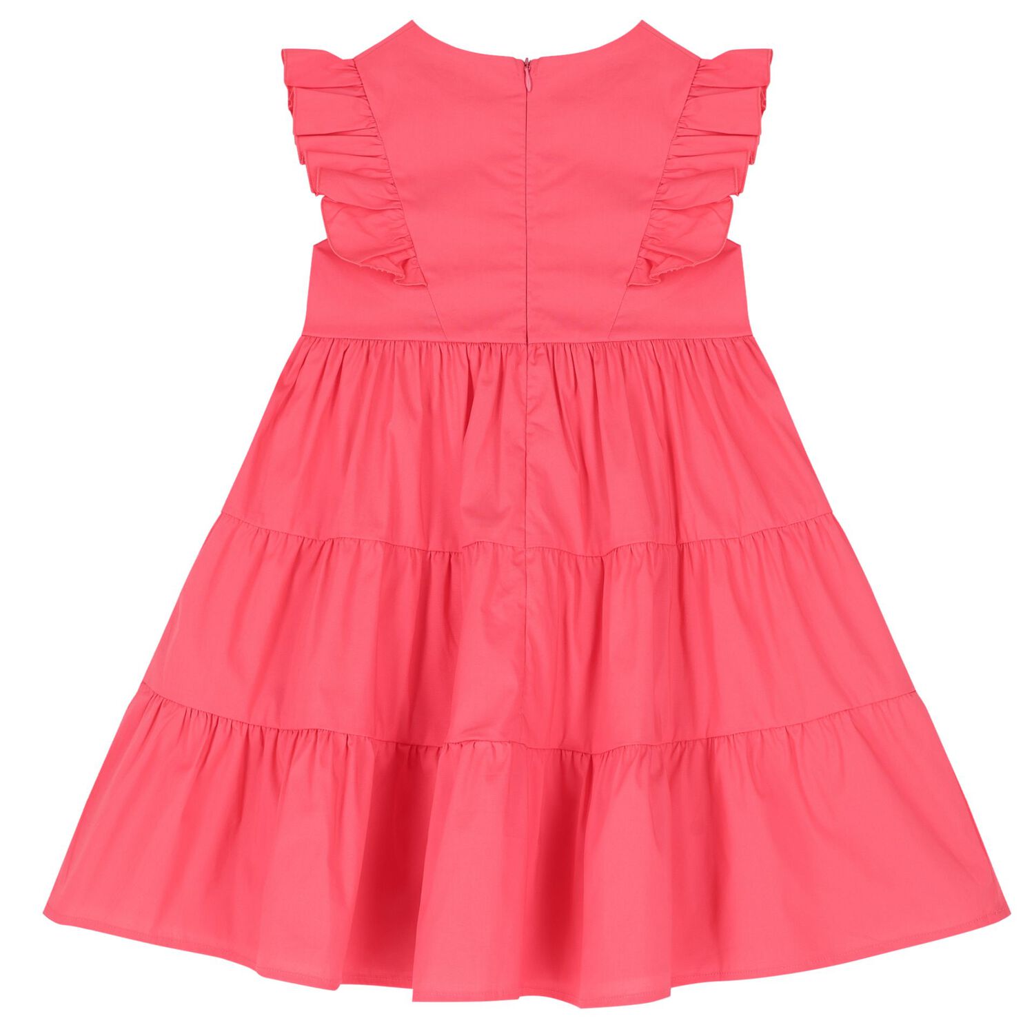 Girls Pink Bow Tiered Dress, 1, hi-res