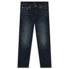 Boys Blue Denim Logo Jeans, 1, hi-res