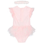 Baby Girls Pink Tulle Bodysuit & Headband Set, 1, hi-res