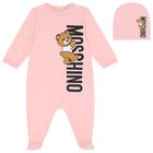 Baby Girls Pink Teddy Bear Logo Babygrow Gift Set, 2, hi-res