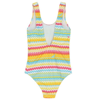Girls Multi-Coloured Zigzag Swimsuit