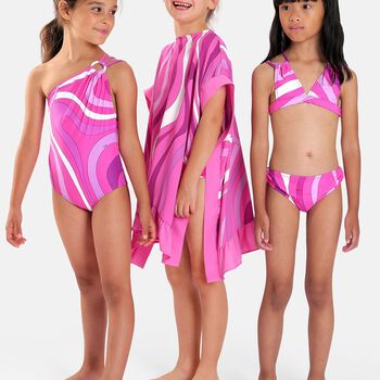 Girls Pink & Purple Logo Swimsuit