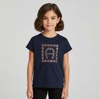 Girls Navy Logo Top, 1, hi-res