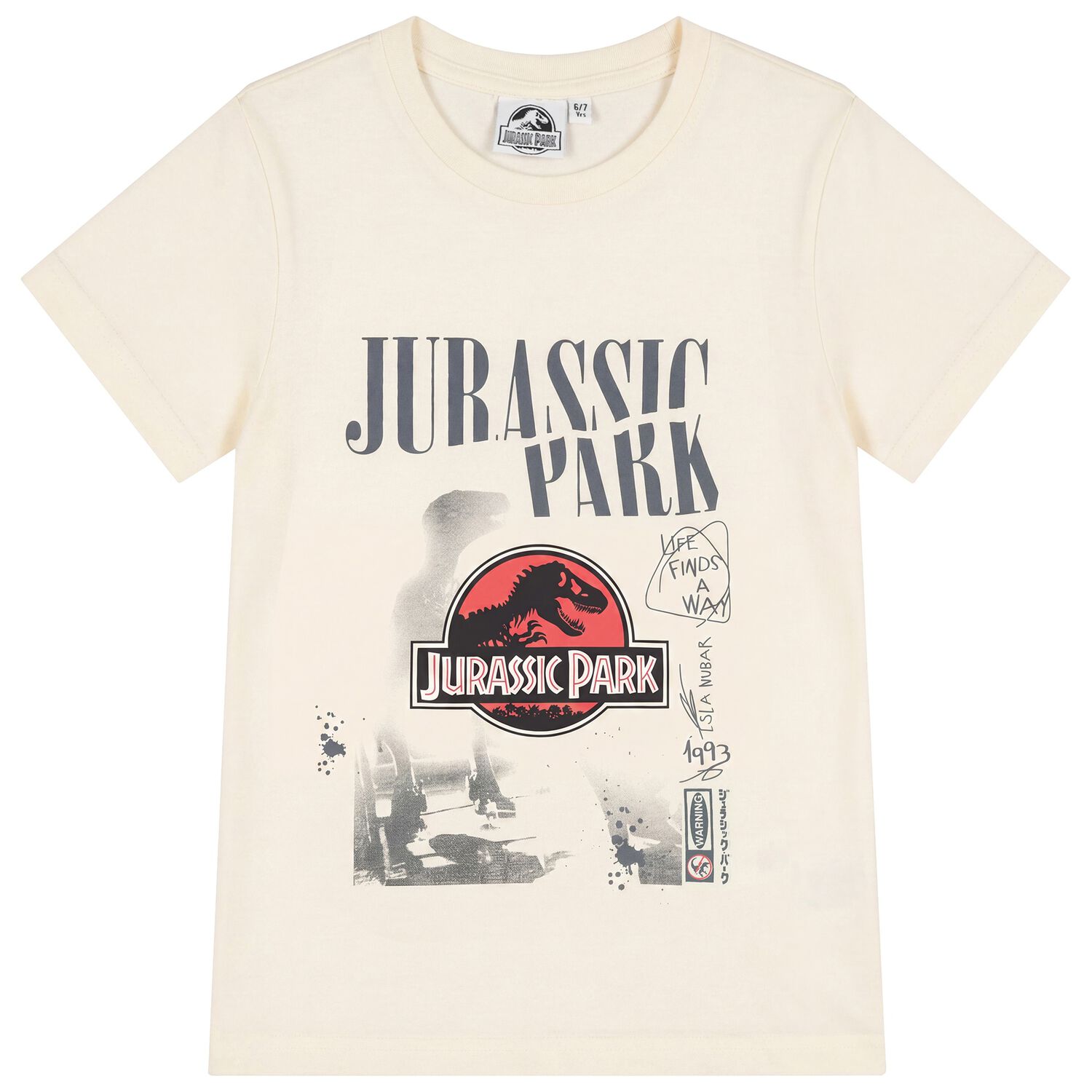 Boys Beige Jurassic T-Shirt, 1, hi-res