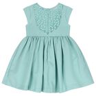 Girls Aqua Flower Dress, 2, hi-res