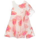 Girls Ivory Floral Frill Dress, 1, hi-res
