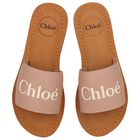 Girls Pink Canvas Logo Sliders, 1, hi-res