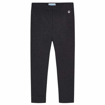 Girls Grey Logo Leggings