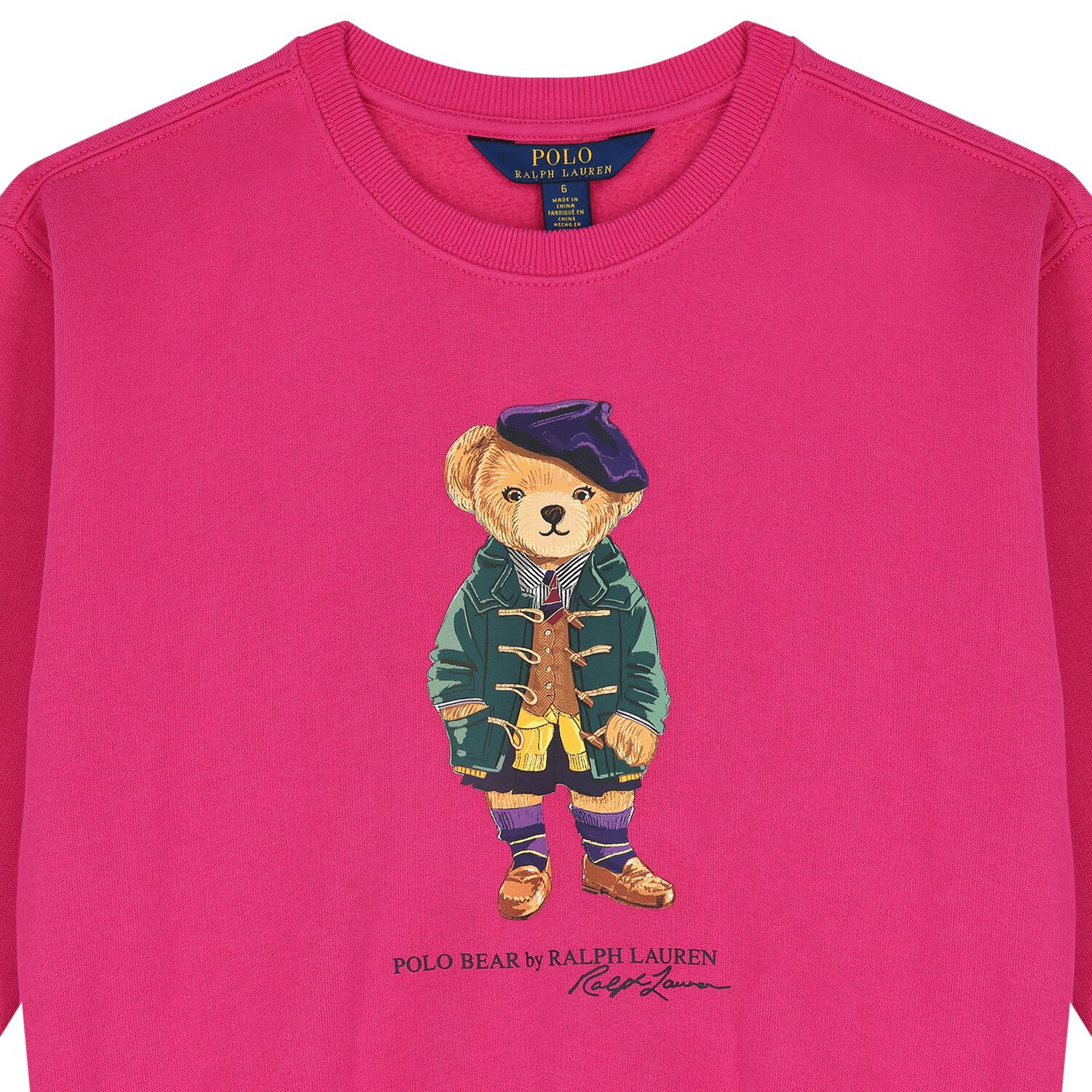 Girls Pink Polo Bear Sweatshirt, 1, hi-res