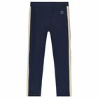 Girls Navy Logo Leggings, 1, hi-res