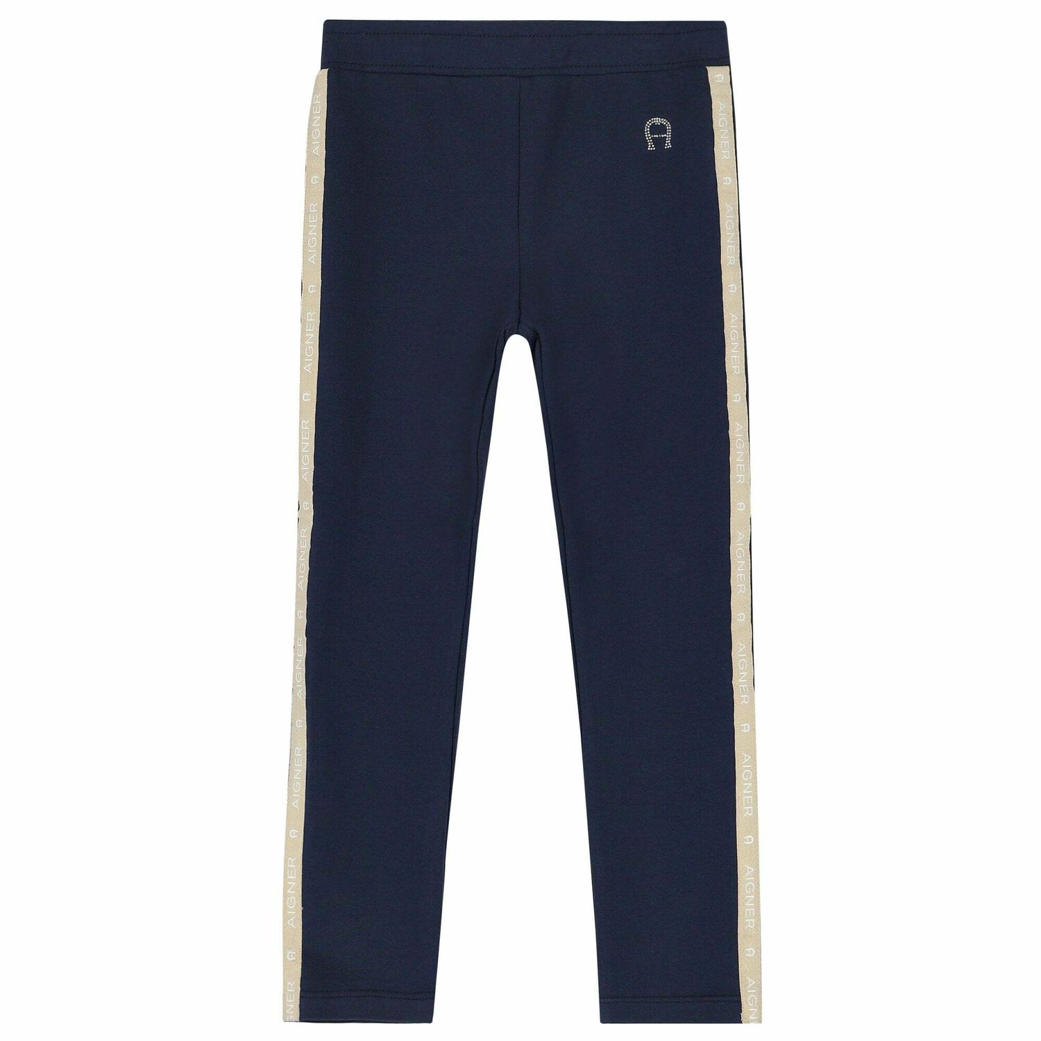 Girls Navy Logo Leggings, 1, hi-res