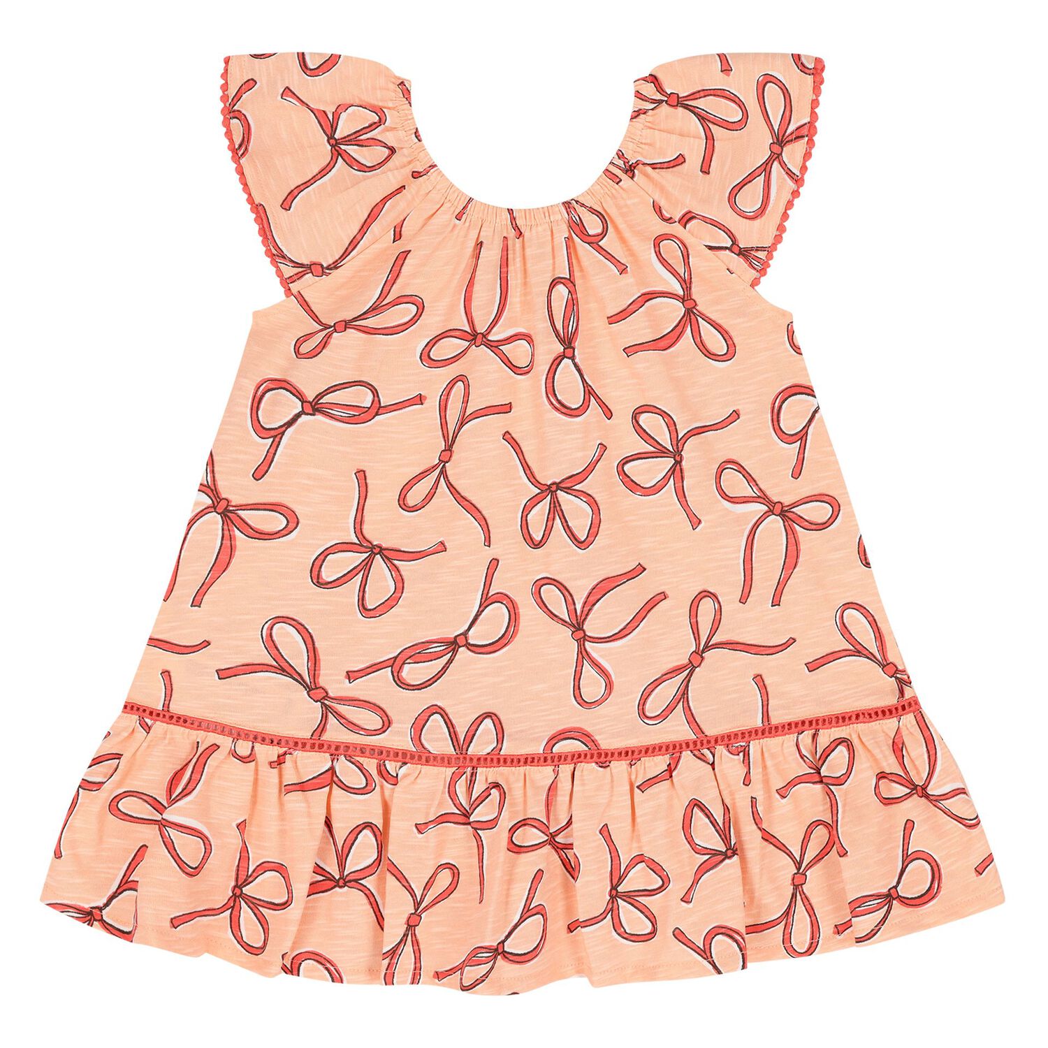 Younger Girls Beige Bow Dress Set, 1, hi-res