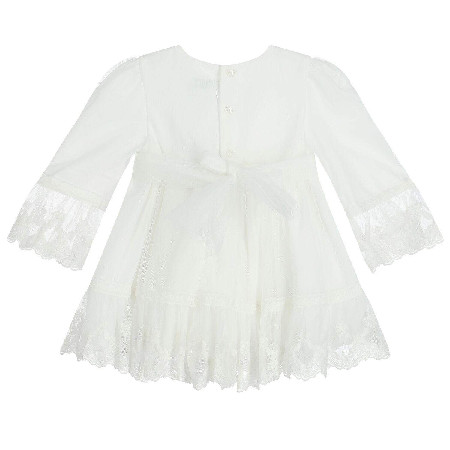 Younger Girls Ivory Embroidered Tulle Dress, 1, hi-res image number null