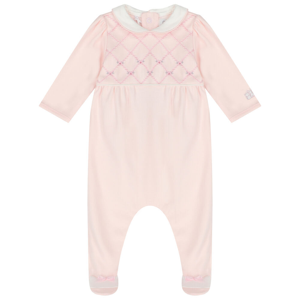 Emile et Rose Baby Girls Pink Embroidered Babygrow Junior