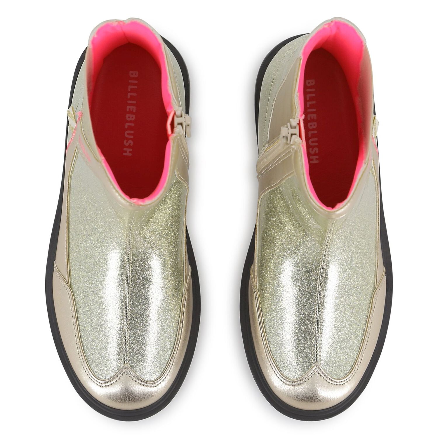 Girls Gold Faux Leather Ankle Boots, 1, hi-res