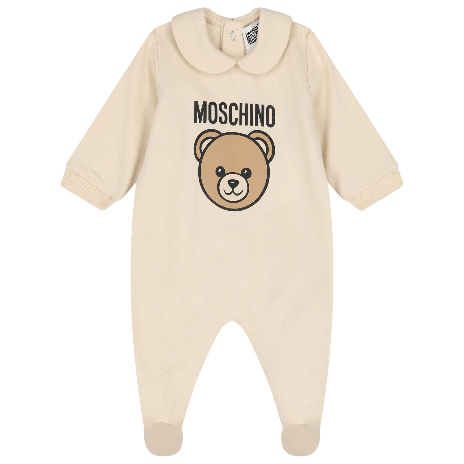 Beige Teddy Bear Logo Babygrow, 1, hi-res