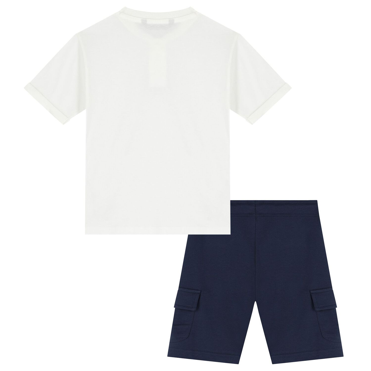 Boys White & Navy Blue Shorts Set, 2, hi-res image number null