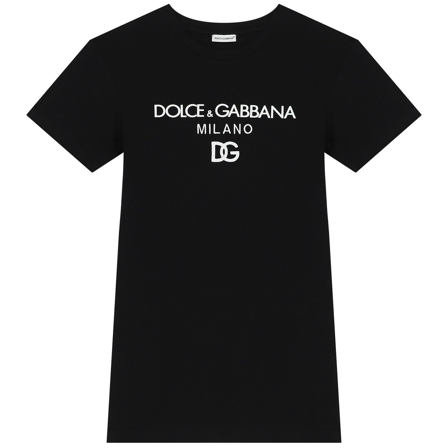 فستان تيشيرت بنات بالشعار باللون الأسود, 1, hi-res