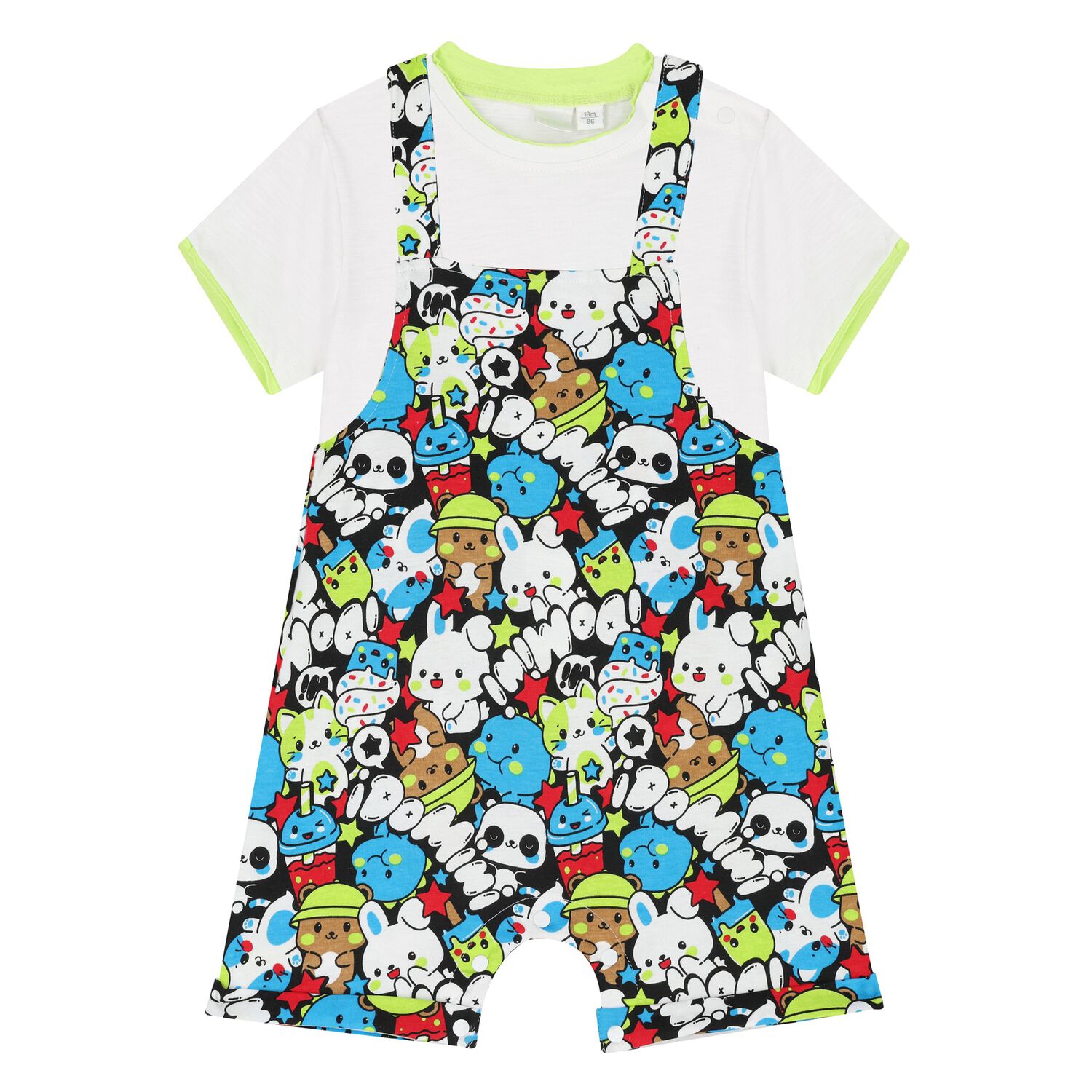 Baby Boys Multi-Coloured Dungaree Set, 1, hi-res image number null