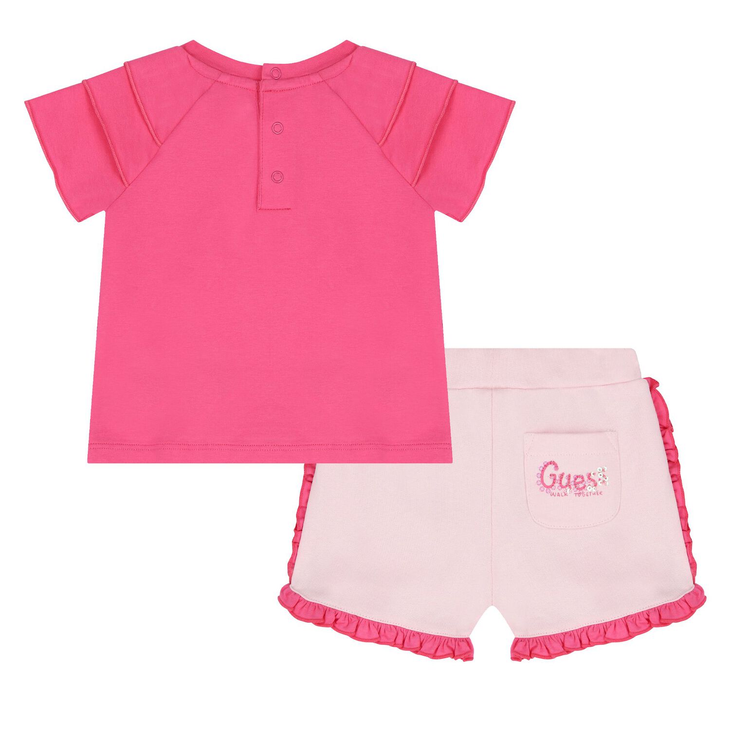 Baby Girls Pink Ruffle Short Set, 1, hi-res image number null